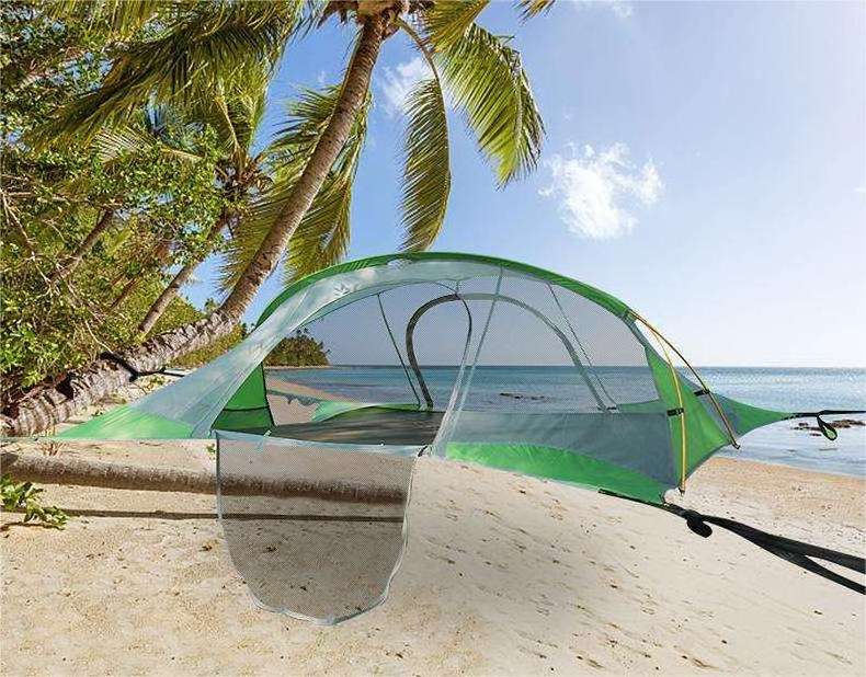 Portable Waterproof 2-Person Hanging Tree Tent for Outdoor Adventures Large Luxury Green Camping Tent