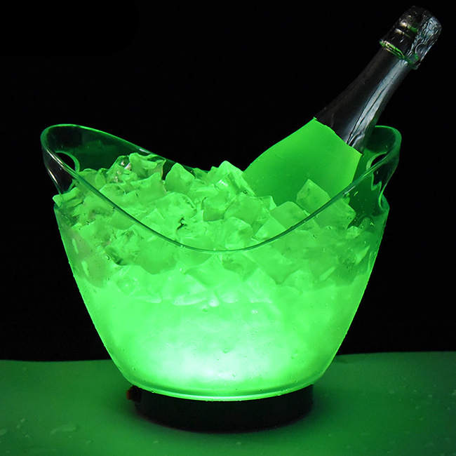 Clear Acrylic Light Up Ice Bucket Color Changing LED Cooler Bucket, Champagne Wine Drinks Beer Bottles