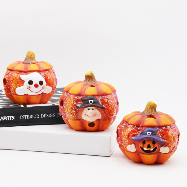 Party Supplies Home Decoration Halloween LED Ceramics Pumpkin Lantern