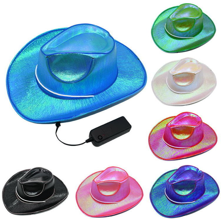 Flashing Glowing Cowboy Cap Neon Decor Cowboy Led Light up Festival Hats EDC Party Hats