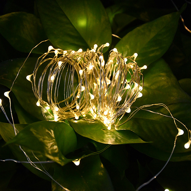 waterproof led solar Copper Wire christmas tree lights Holiday Lighting star Fairy String Lights Outdoor garden Decoration