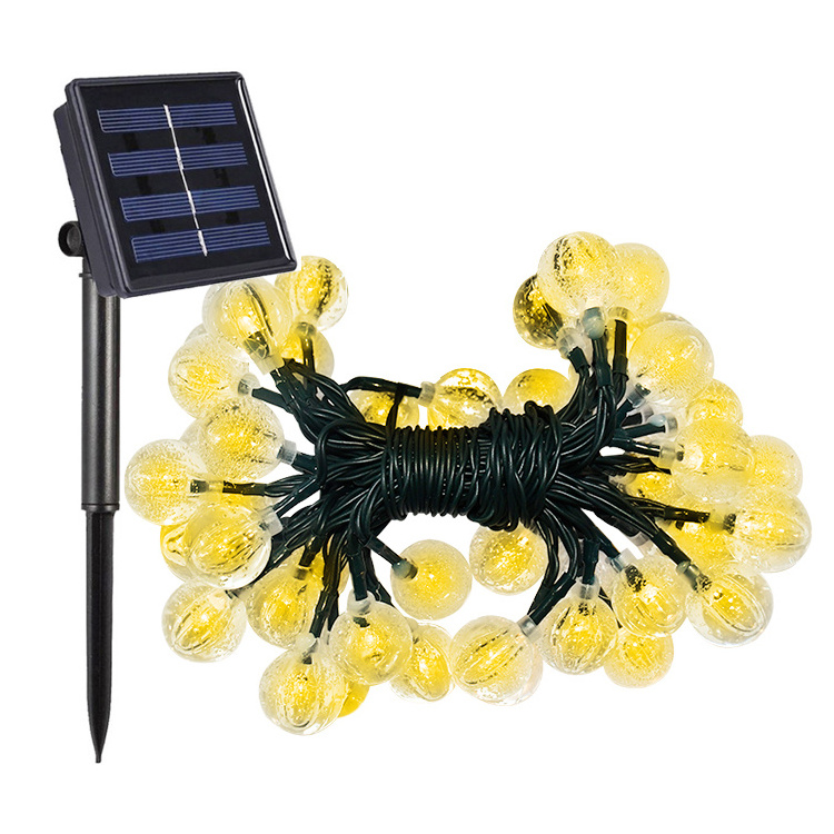 Outdoor Waterproof 30 LED Solar String Lights 8 Lighting Modes Crystal Ball Garden Decorations Ramadan Christmas Plastic