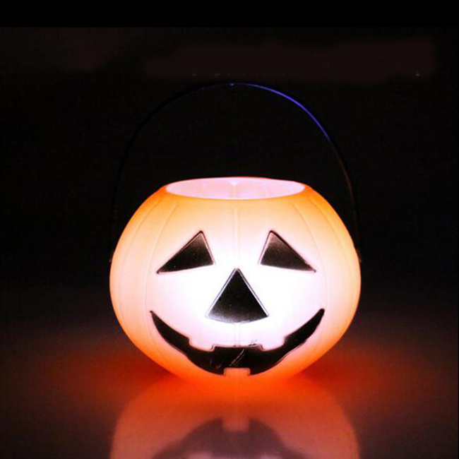 Halloween Product led Light Up Pumpkin Bucket With Candle Light