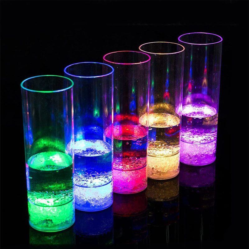 LED Juice Glasses Multi-Color Water Liquid Activated Flashing Light Up Cup Blinking Drinkware for Bar Club