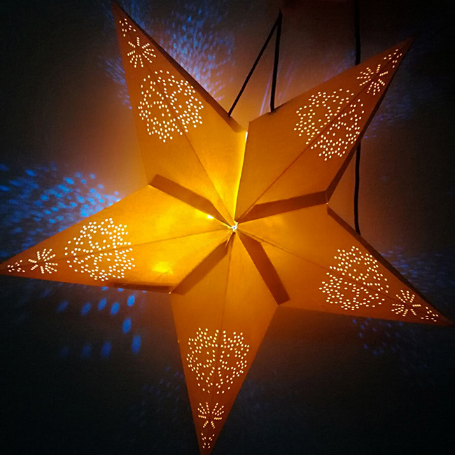 Party Decoration Led Light Up Paper Star Lantern Led  Paper Star Lamp For Wedding