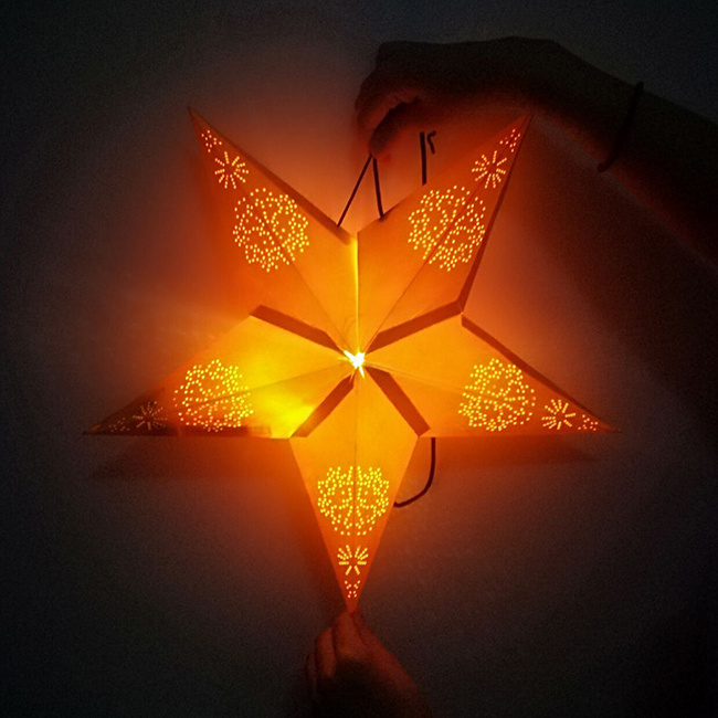 Party Decoration Led Light Up Paper Star Lantern Led  Paper Star Lamp For Wedding