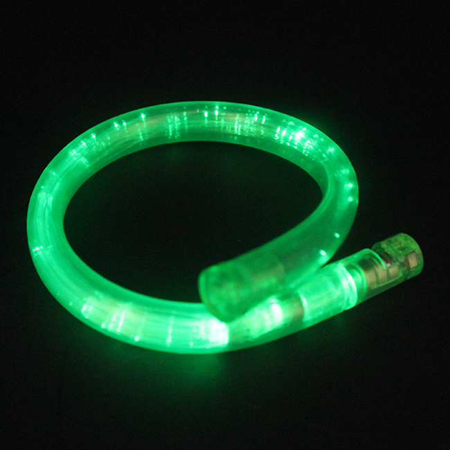 Wholesale Mardi Gras Beads Green Colored Fiber Optic Led Glow Light Up Bracelet