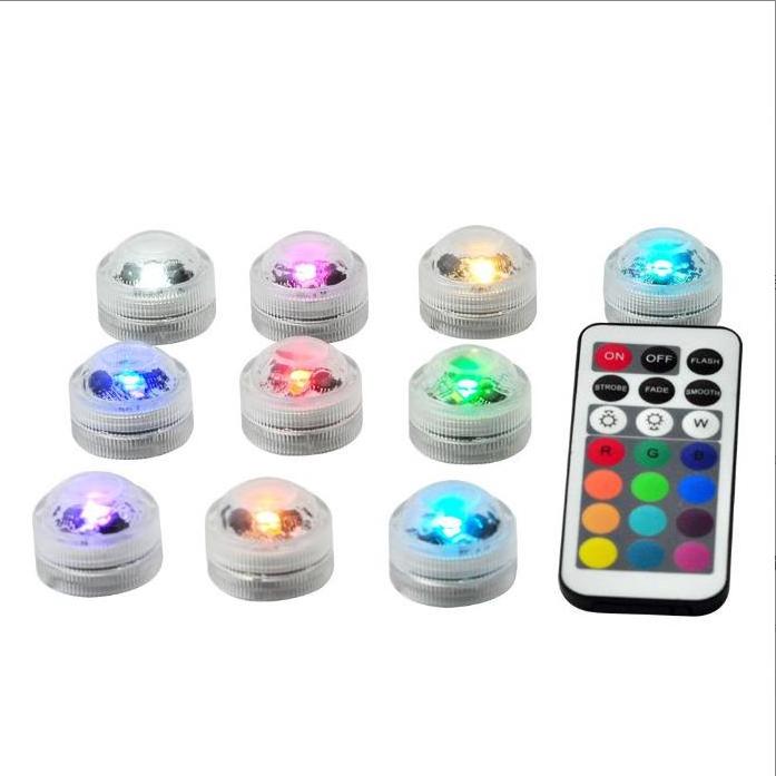 Mini Submersible LED Lights Waterproof LED Tea Lights Candle with Remote Battery Operated RGB Color Changing for Home Party