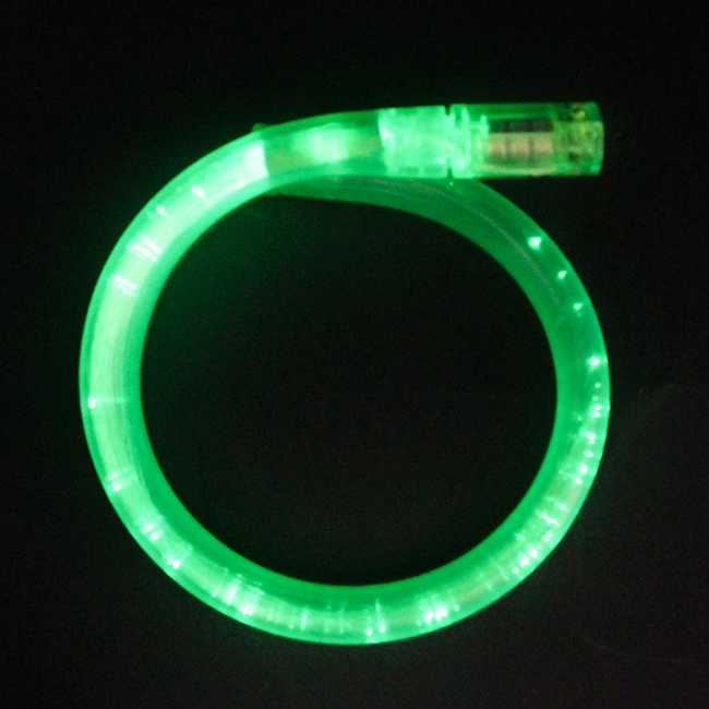 Wholesale Mardi Gras Beads Green Colored Fiber Optic Led Glow Light Up Bracelet