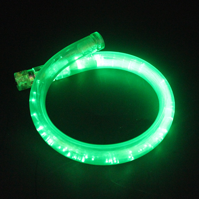 Wholesale Mardi Gras Beads Green Colored Fiber Optic Led Glow Light Up Bracelet