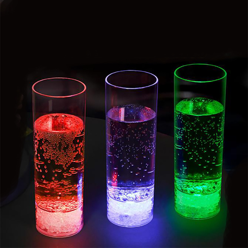 LED Juice Glasses Multi-Color Water Liquid Activated Flashing Light Up Cup Blinking Drinkware for Bar Club