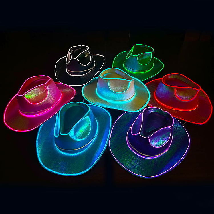 Flashing Glowing Cowboy Cap Neon Decor Cowboy Led Light up Festival Hats EDC Party Hats