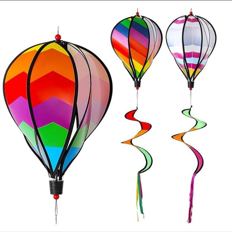 Hot Air Balloon Wind Spinners Rainbow Spinner Wind Chime Garden Windmill Spinner Kinetic Hanging Decor for Lawn Yard