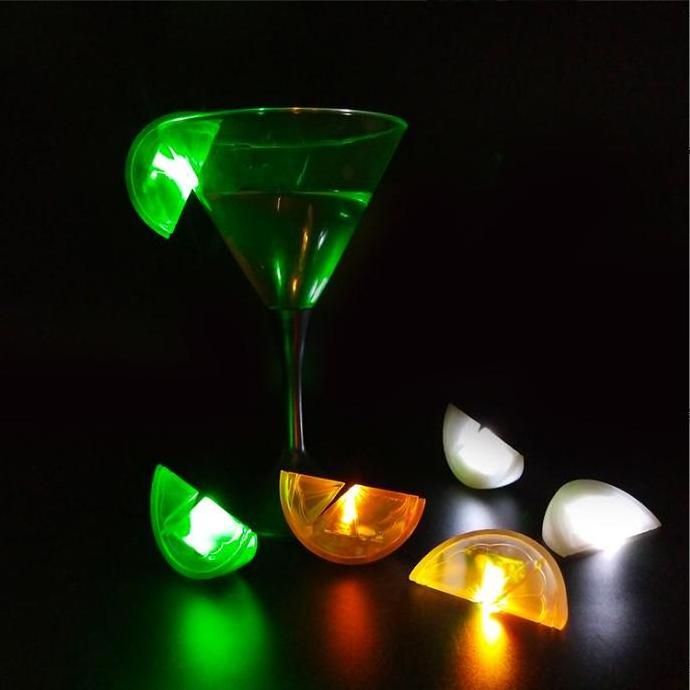 Led Acrylic  Lemon Slices  Ice Cubes for Drinks  IP67 Waterproof Reusable Glowing Flashing Ice Cube for Club Bar Party