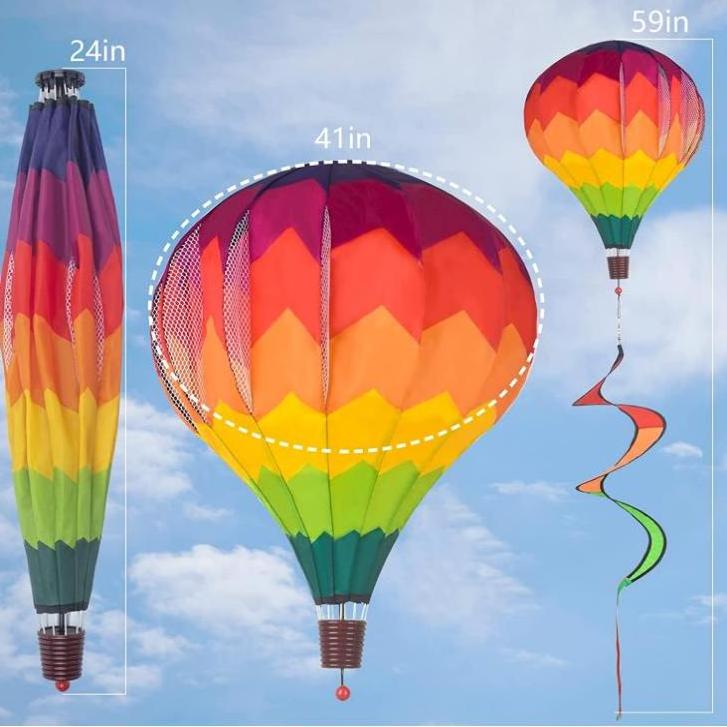 Hot Air Balloon Wind Spinners Rainbow Spinner Wind Chime Garden Windmill Spinner Kinetic Hanging Decor for Lawn Yard