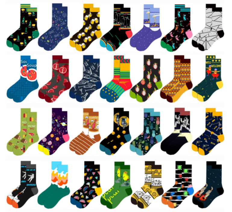 2024 Wholesale Cheap Crew Novelty Socks Crazy Pattern Printed Cotton Happy Funny Socks For Men Women Unisex