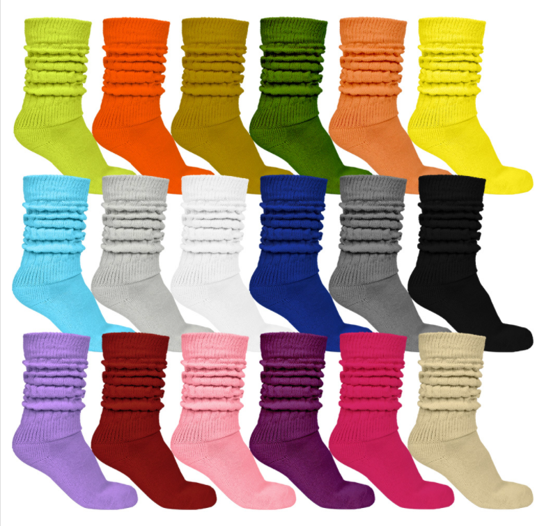 New Fashion Designer Colorful Knitted Heavy Slouch Socks Cotton Solid Thick Slouch Socks For Women Girls Kids Scrunch Socks