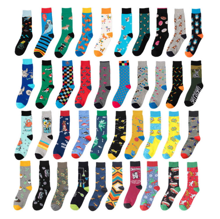 2024 Wholesale Cheap Crew Novelty Socks Crazy Pattern Printed Cotton Happy Funny Socks For Men Women Unisex