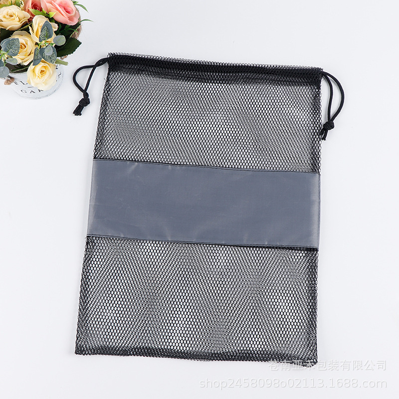 High quality small polyester mesh net jewelry gift drawstring bag with custom logo laundry mesh bag