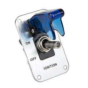 12V Blue LED Racing Lighted Toggle Ignition Switch with Safety Cover Guard 3 Pin ON Off