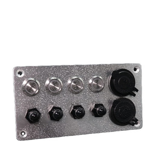 Waterproof Fused Caravan Marine Boat Red LED 12V Rocker Push Button Toggle Switch Panel With4.8 A USB Fuse Protection