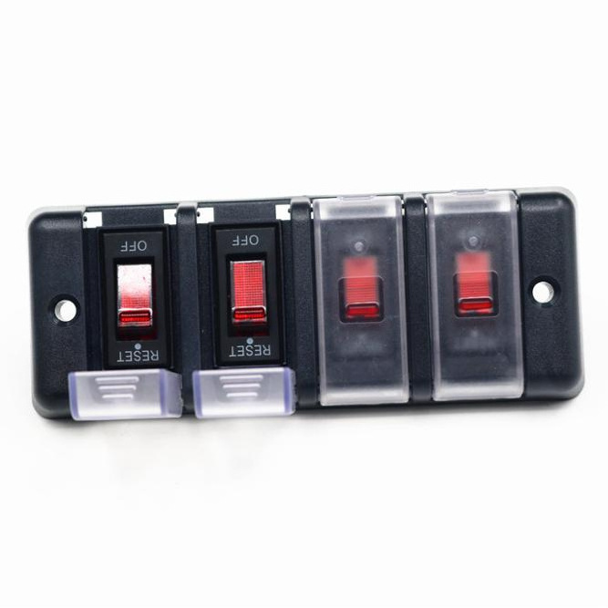 4 Gang Toggle Circuit Breaker Switch Panel Waterproof For Car Boat RV Marine 12V