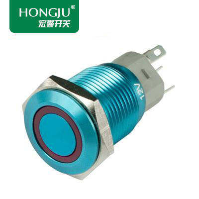 HONGJU PB-02A-16-MF-BOR-U Momentary Locking Power Supply Led Metal 16MM 12 Volt Push Button Switch