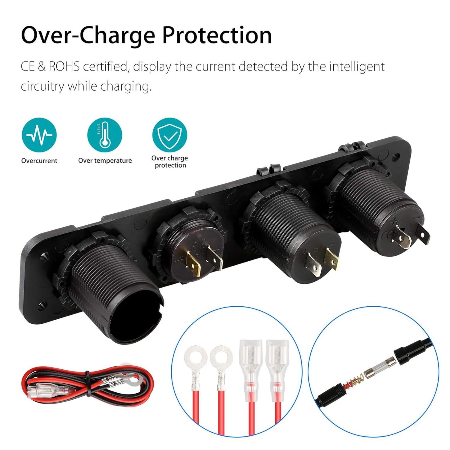 12V Outlet Panel 4 Gang Marine Switch Panel Car Charger Plug Panel Mount Holder Socket DIY Toggle Switch With USB Charger