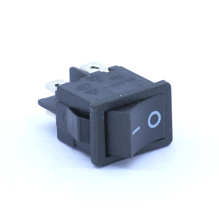 HONGJU MR-6-210-C5N-BB 4 Pin Black On Off 6A 250V Square Cleaning Equipment Rocker Switch Push Button Switch