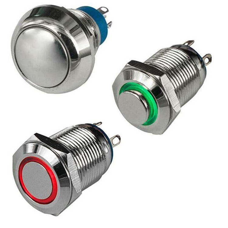 HONGJU PB-02A-16-MF-BOR-U Momentary Locking Power Supply Led Metal 16MM 12 Volt Push Button Switch