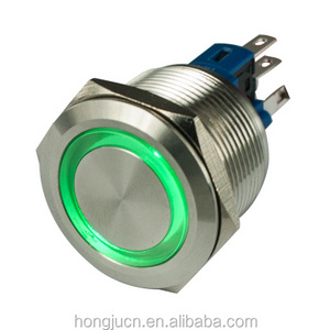 PB-02A-22-MF-BOG 22mm Green LED Illuminated Momentary Stainless Steel Metal Push Button