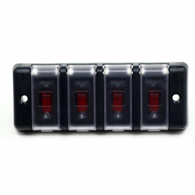 4 Gang Toggle Circuit Breaker Switch Panel Waterproof For Car Boat RV Marine 12V