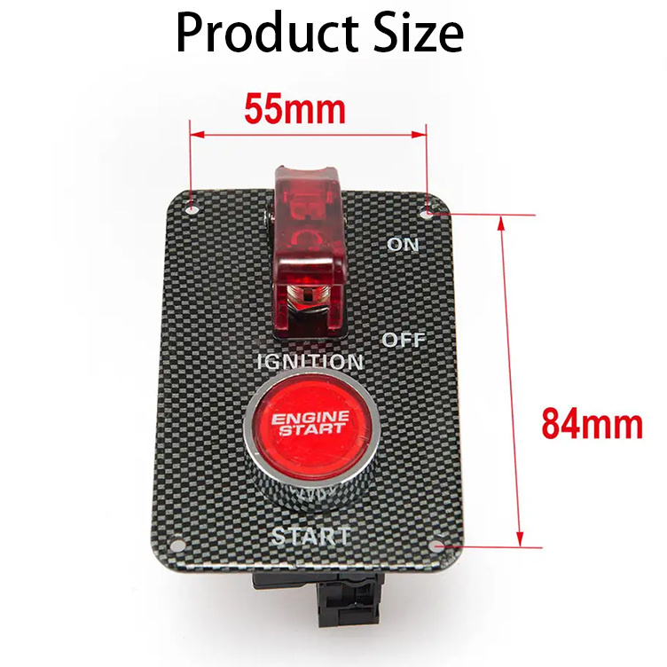 DC 12V Power Toggle Switch Engine Start CARBON STYLE Push Button Panel for Racing