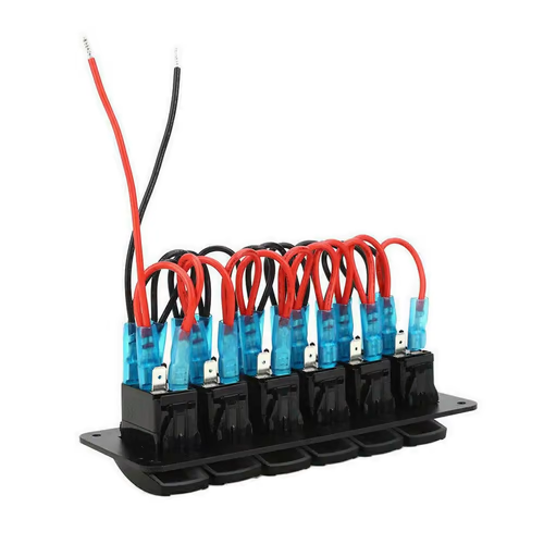 12V-24V  Charger Volt Gauge  5 Gang ON-Off Aluminum Blue Led light  Pre-wire Switch Panel