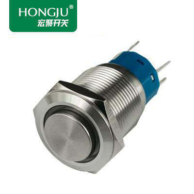 HONGJU PB-02A-16-MF-BOR-U Momentary Locking Power Supply Led Metal 16MM 12 Volt Push Button Switch