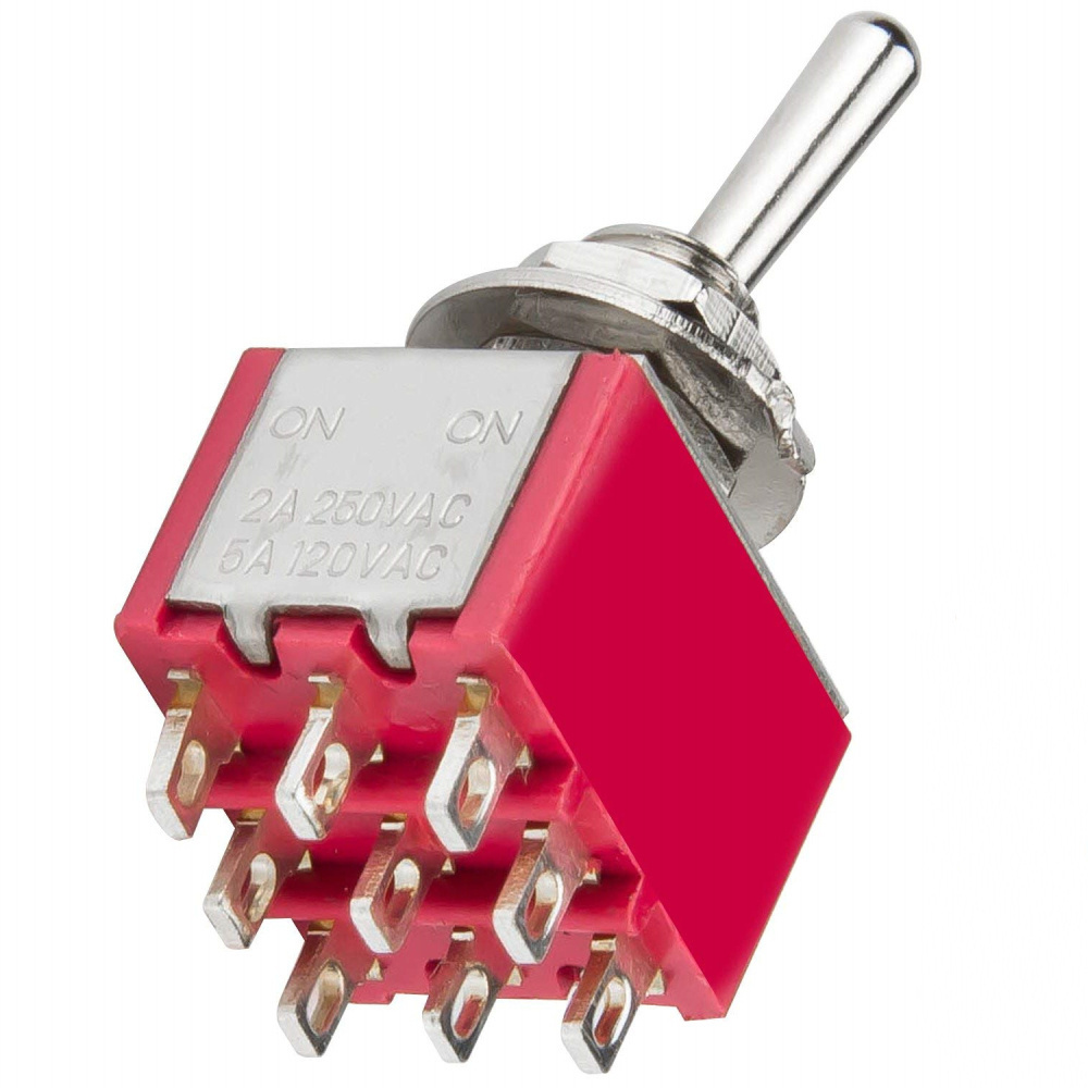 Medical Equipment Toggle Switch,5A 125VAC ON-ON 9PIN DPDT Miniature Toggle Switch