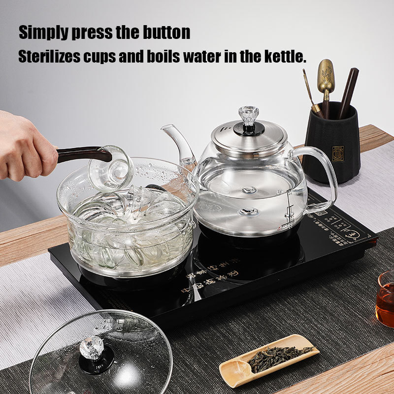 Automatic water addition double lares lid  electric kettle gooseneck  glass electric kettle