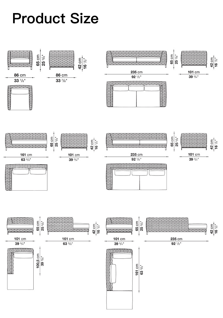 Modern Grey Metal Steel Backyard Furniture Garden Sofa Set PE Rattan Wicker Outdoor Furniture Garden Sofa Set