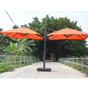 Aluminum Large Sunshade Outdoor Double Canopy Two Heads Patio Umbrella Beach Strong Double Umbrella Market