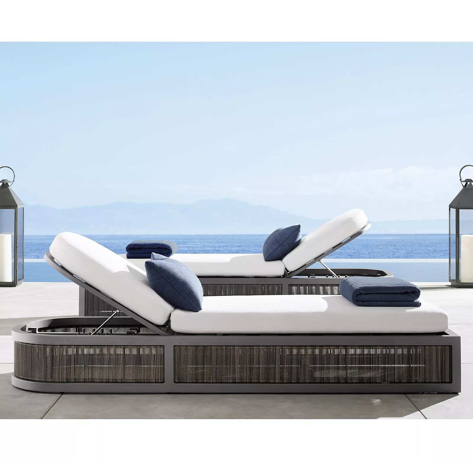 2023 New Design factory villa/patio/beach/hotel/garden sun lounger outdoor sun lounger rattan wicker furniture  rattan chaise