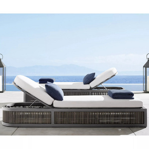 2023 New Design factory villa/patio/beach/hotel/garden sun lounger outdoor sun lounger rattan wicker furniture  rattan chaise