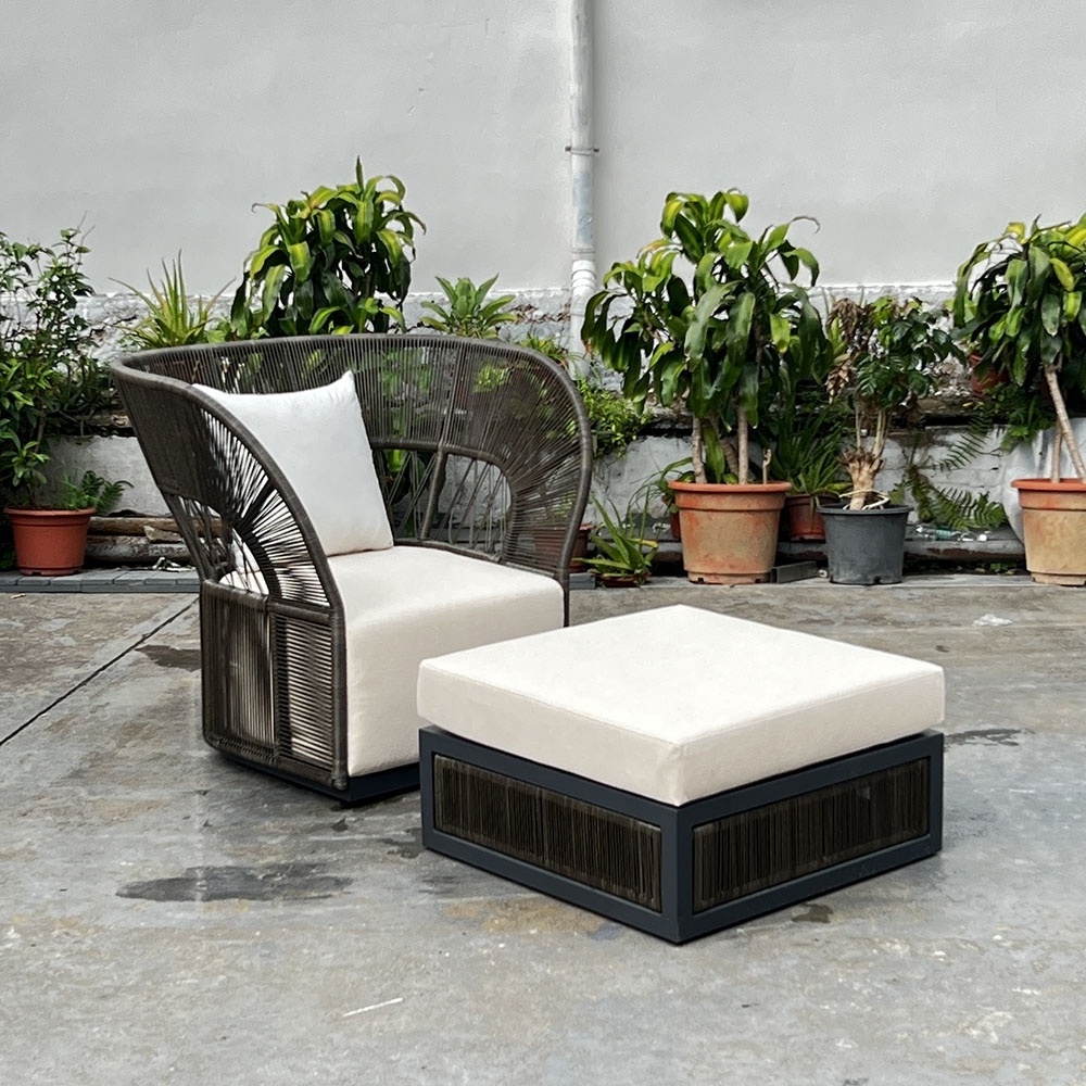 cheap outdoor PE rattan wicker garden ottoman for sale