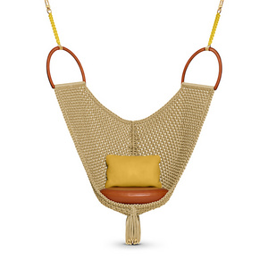 High end Indoor Hanging Swing Chair Outdoor Garden Golden Rope Cotton Macrame Hammock