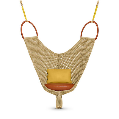 High end Indoor Hanging Swing Chair Outdoor Garden Golden Rope Cotton Macrame Hammock