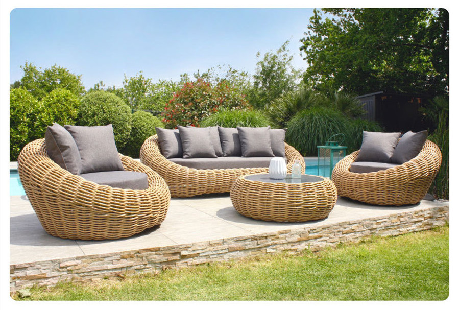 New Modern Design All Weather Resin PE Rattan Patio Garden Poolside Courtyard Sofa Set Outdoor Seating