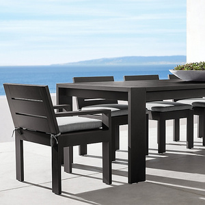 Hot sale marbella aluminum outdoor table and chairs hotel luxury black metal outdoor furniture aluminum outdoor dining set