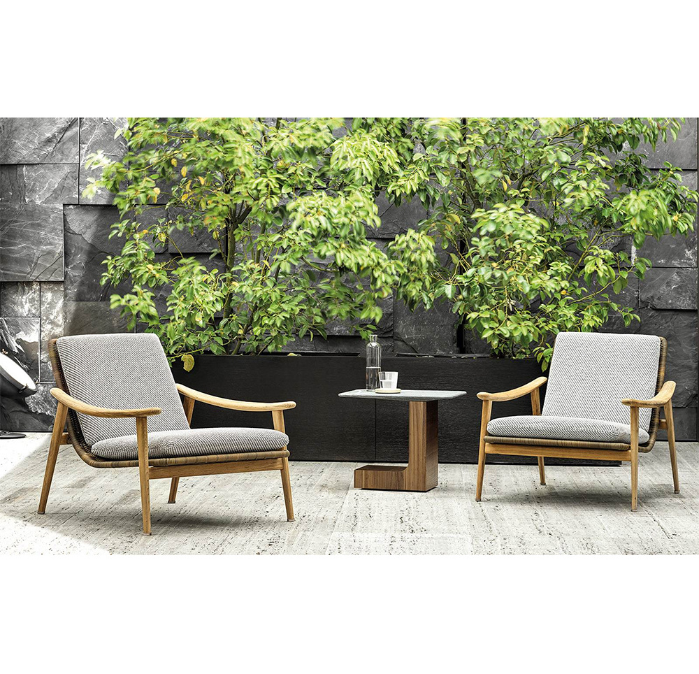 High quality outdoor furniture wood frame lounge chair dining rattan garden chair sets