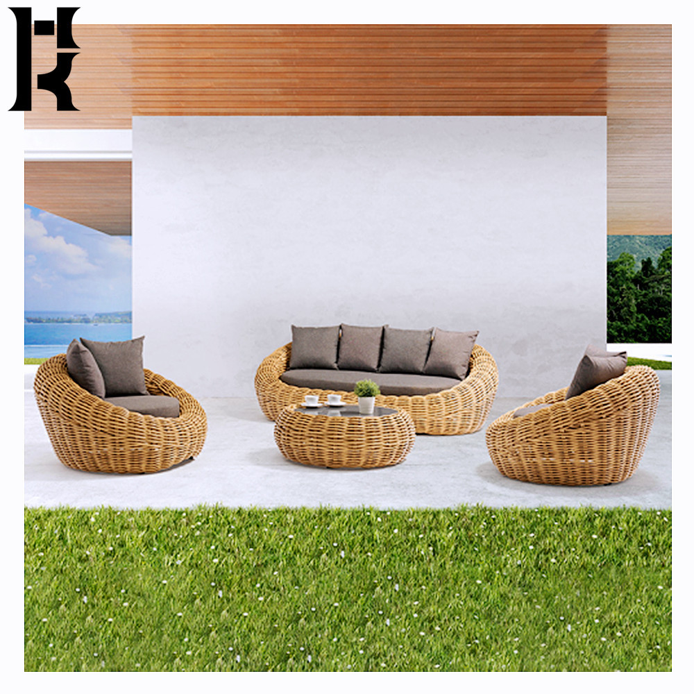 New Modern Design All Weather Resin PE Rattan Patio Garden Poolside Courtyard Sofa Set Outdoor Seating