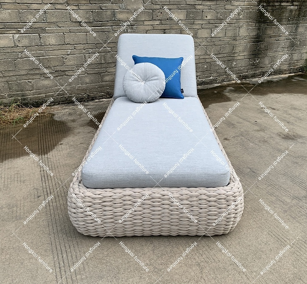 High Quality Modern Garden Lounger Metal and Fabric Outdoor Swing Chair for Patio Rope Woven Sun Bed for Swimming Pool