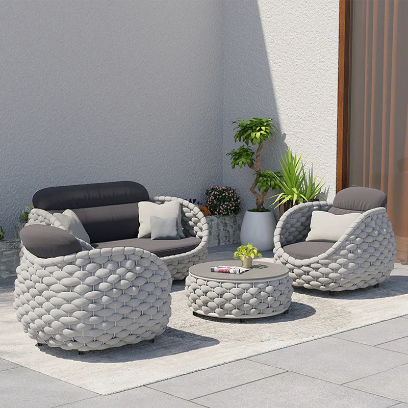 Private villa garden sofa hotel patio furniture backyard garden sofa rope woven outdoor furniture rope garden sofa